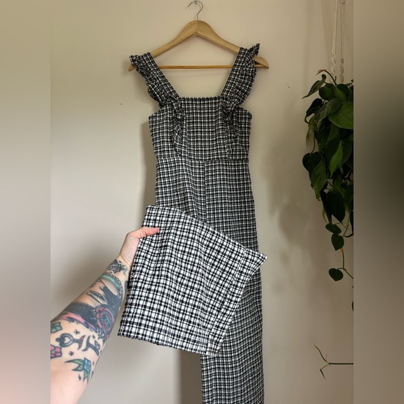 BDG textured black & whie straight leg jumpsuit - Picture 3 of 6